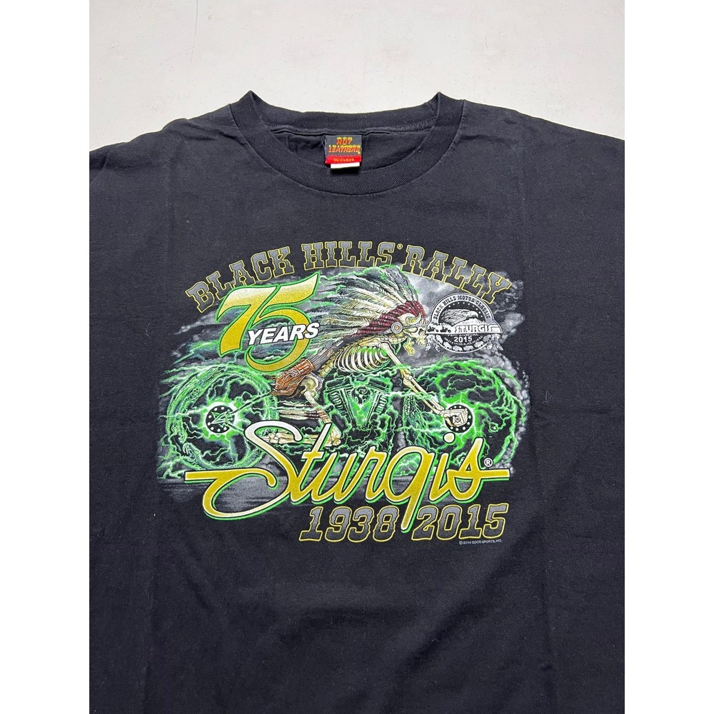 Hot Leathers T-Shirt Mens 3XL Black Sturgis 75th Anniversary Biker Graphic Tee